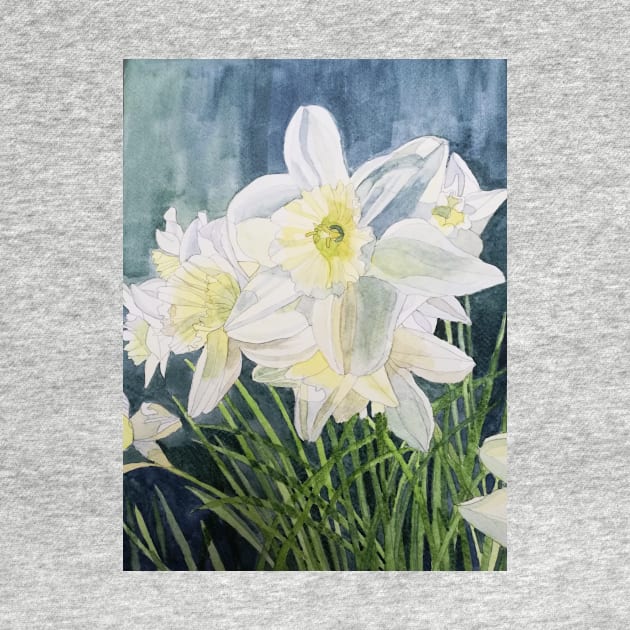 Pale Daffodils watercolour painting by esvb